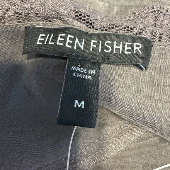 Eileen Fisher‎ Silk Lace Trim Camisole Top Womens Size M NEW Gray Retail $178 - Picture 4 of 8